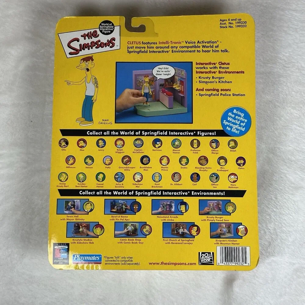 2001 Playmates The Simpsons Cletus Interactive Figure Series 7 Sealed Carded‎